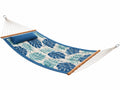 Amaca da giardino 200 x 120 cm in tessuto blu e bianco con barre in legno stile tropicale