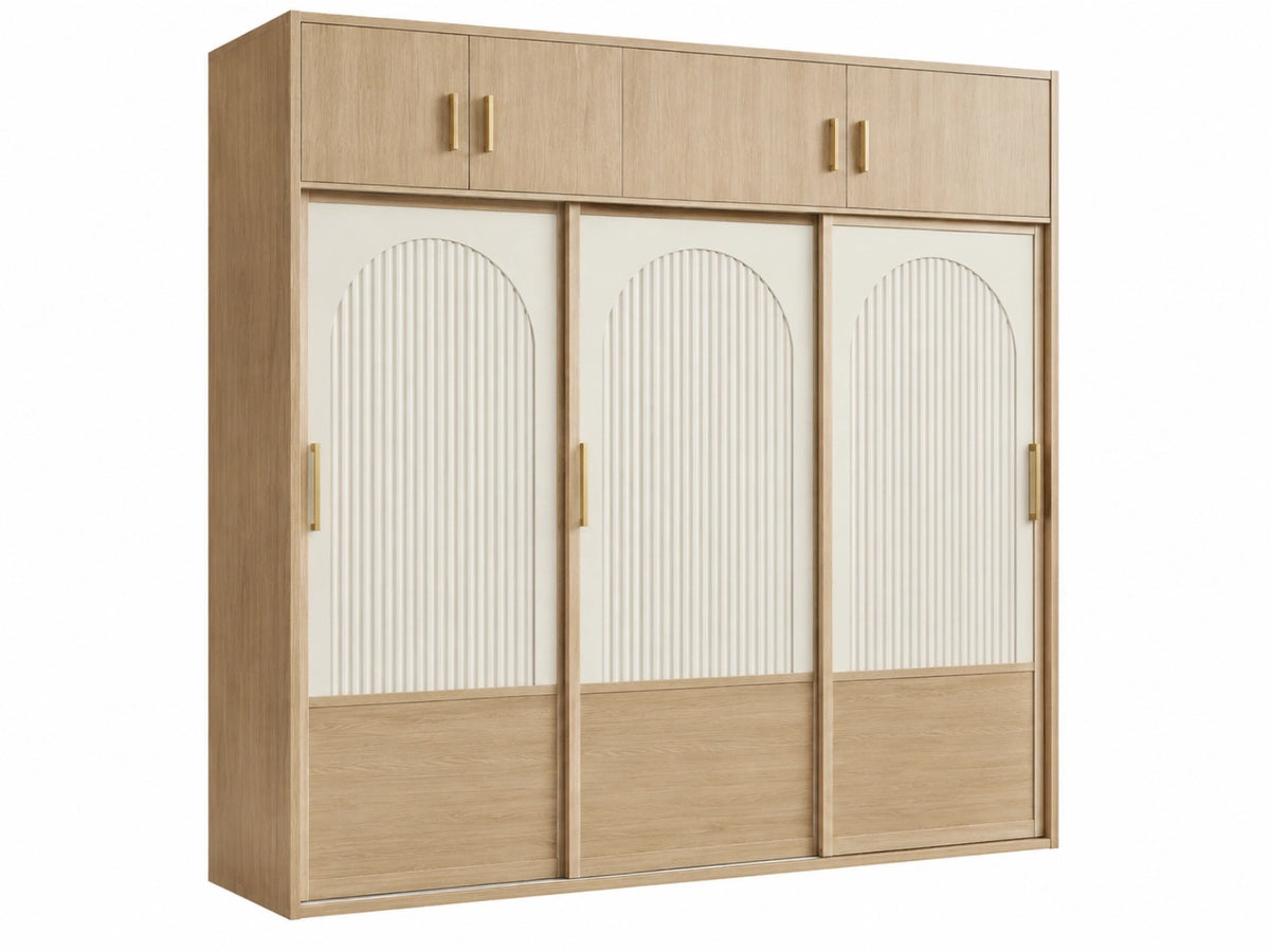 Armadio 180 x 60 x 220 cm in legno ingegnerizzato rovere chiaro e bianco con ante scorrevoli stile moderno