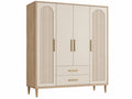 Armadio guardaroba 160 x 55 x 200 cm effetto legno rovere e avorio con 4 ante e 2 cassetti stile moderno