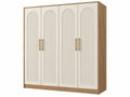 Armadio 200 x 60 x 200 cm in pannelli di legno beige e rovere - quattro ante stile moderno