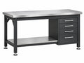 Banco da lavoro 152 x 76 x 91 cm in acciaio nero e argento con 4 cassetti