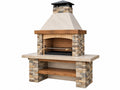 Barbecue in muratura da giardino 180 x 80 x 250 cm in pietra beige con griglia regolabile stile rustico
