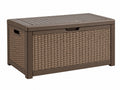 Cassapanca da esterno 120 x 55 x 60 cm in plastica marrone effetto rattan con coperchio