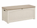 Cassapanca da esterno 130 x 60 x 63 cm in plastica beige effetto legno con seduta