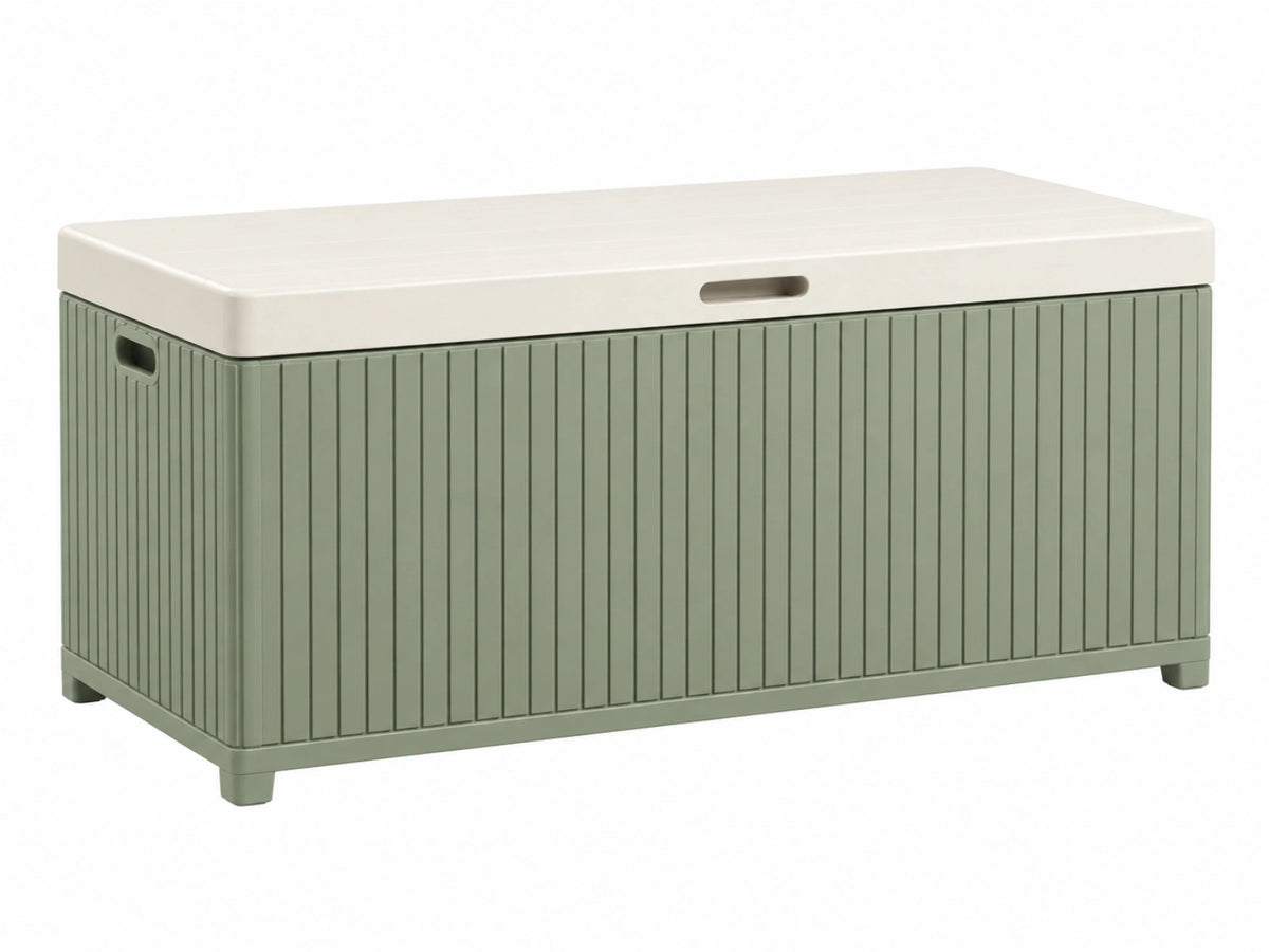 Cassapanca da esterno 120 x 60 x 60 cm in resina verde salvia con coperchio