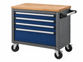 Carrello portautensili 80 x 50 x 95 cm in metallo blu con piano in legno e ruote