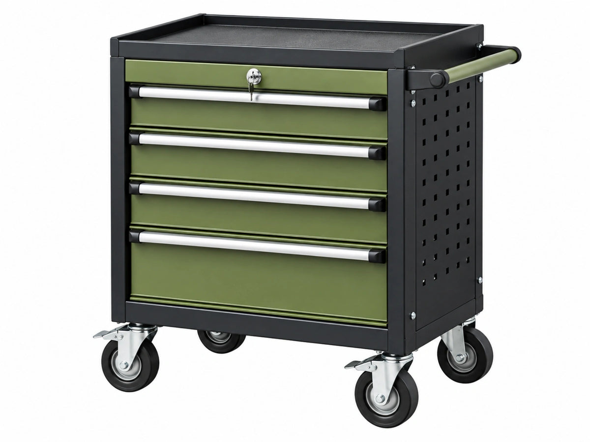 Carrello portautensili 77 x 46 x 97 cm in acciaio verde e nero con 5 cassetti e ruote
