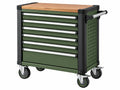 Carrello portautensili 77 x 46 x 95 cm in acciaio verde con 7 cassetti e piano in legno